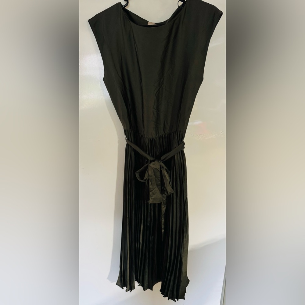 Elegant Pleated Dress with Tie Waist
